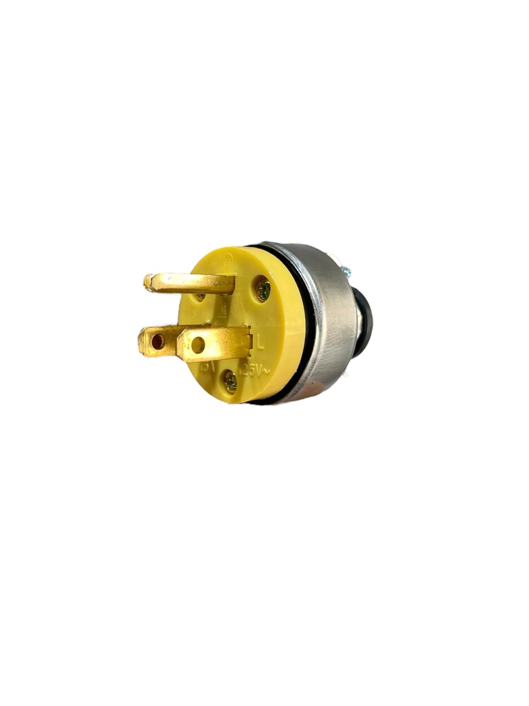 ENCHUFE MACHO METALICO 2P+T 125V 15A AMARILLO LD-669 ILUM-VEN