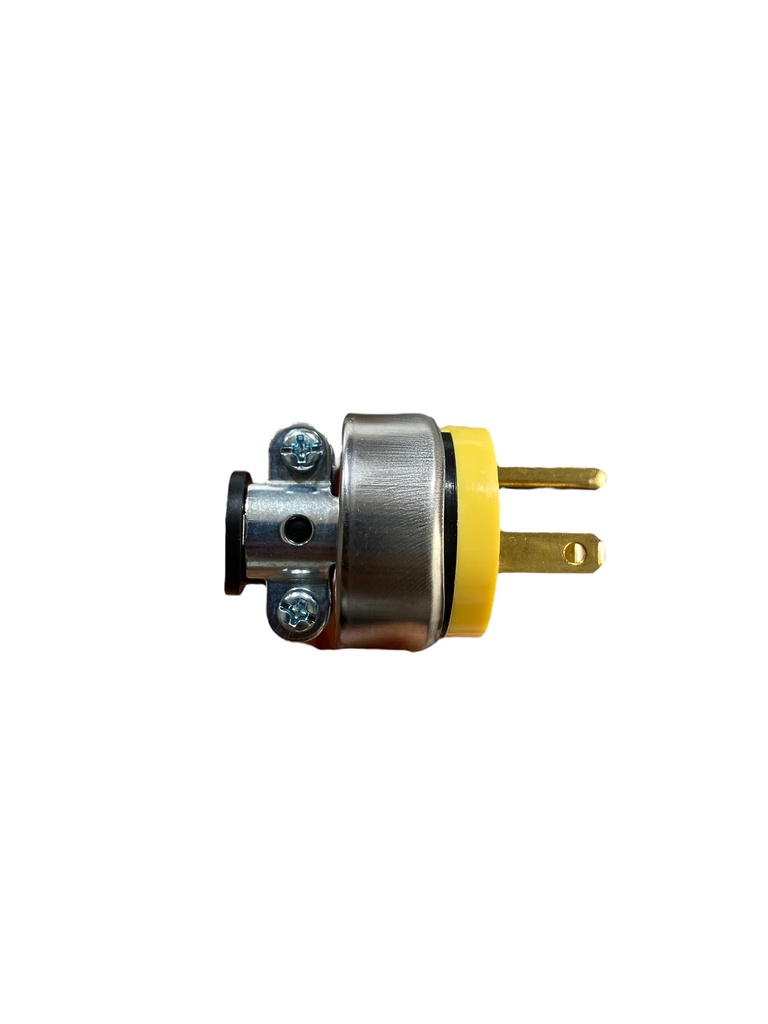 ENCHUFE MACHO METALICO 2P+T 125V 15A AMARILLO LD-669 ILUM-VEN