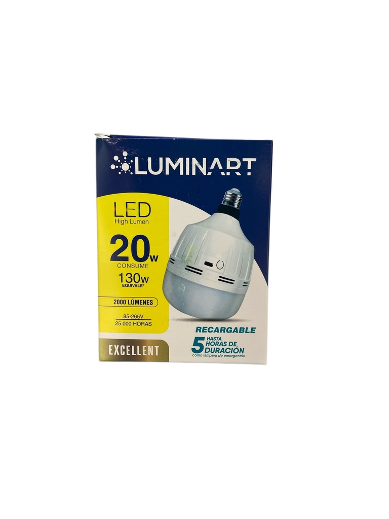 BOMBILLO LED 20W RECARGABLE 85-265VAC 6500K