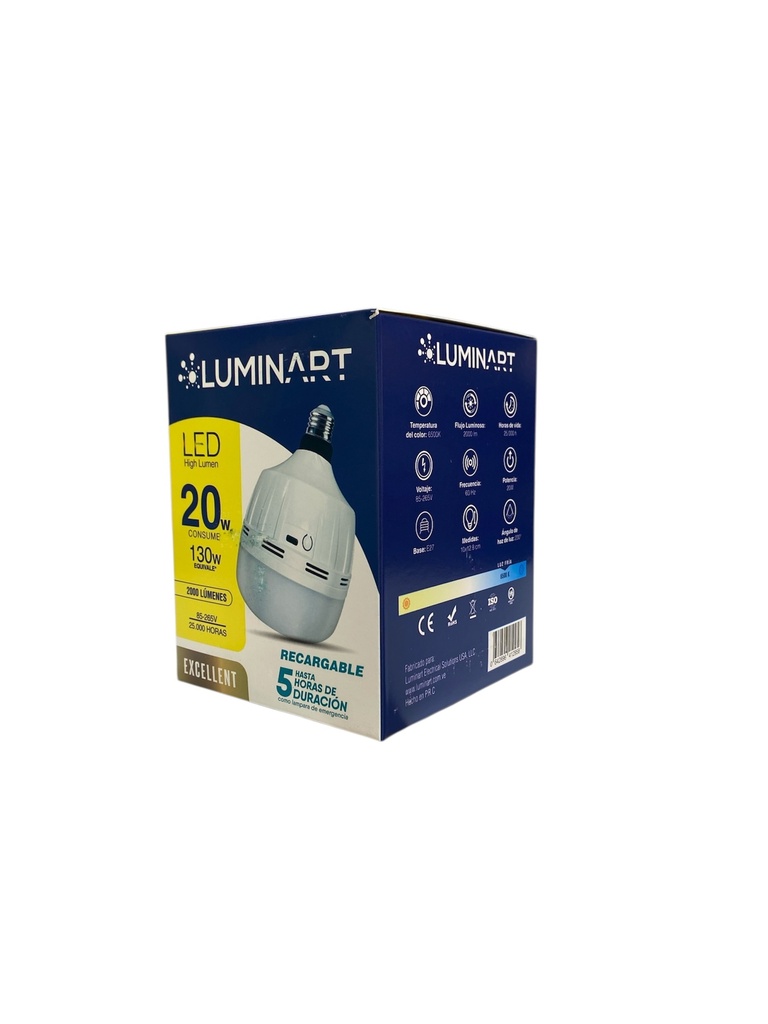 BOMBILLO LED 20W RECARGABLE 85-265VAC 6500K