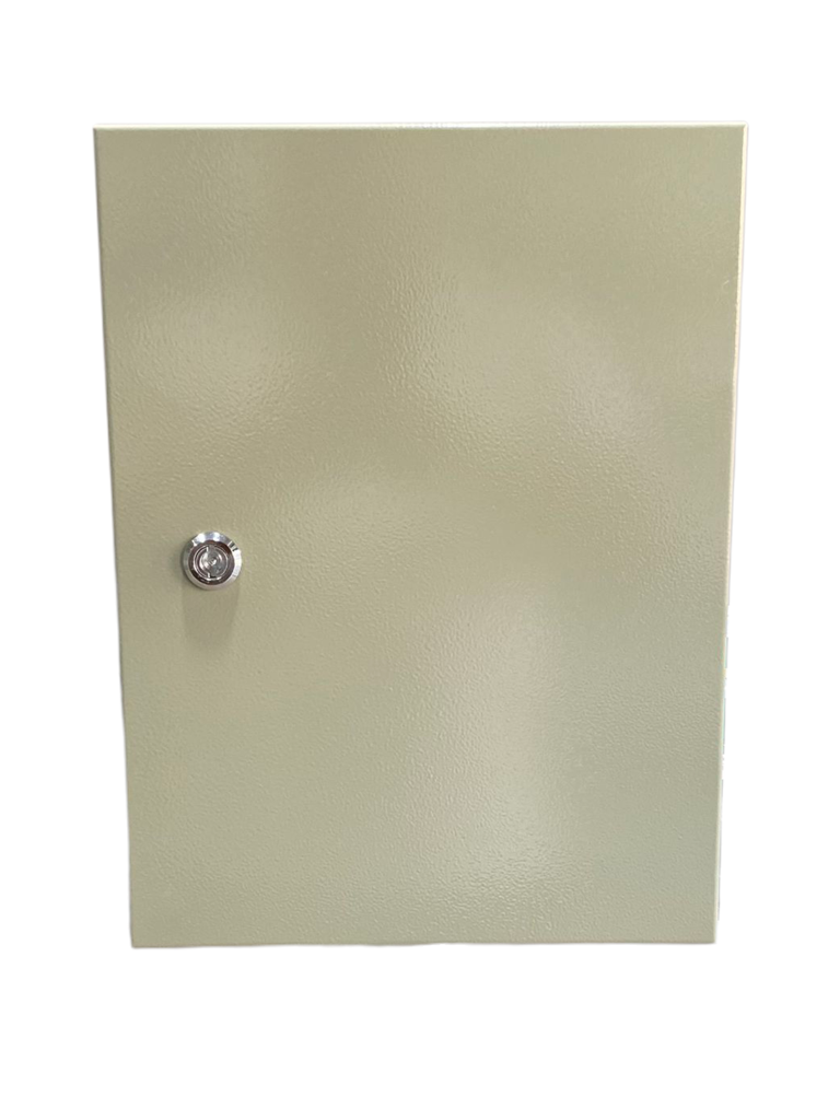 CAJA DE CONTROL 500X400X250mm IP66 USO EXTERIOR C/PUERTA Y CERRADURA DOBLE FONDO PINTURA ELECTROSTATICA BEIGE 
