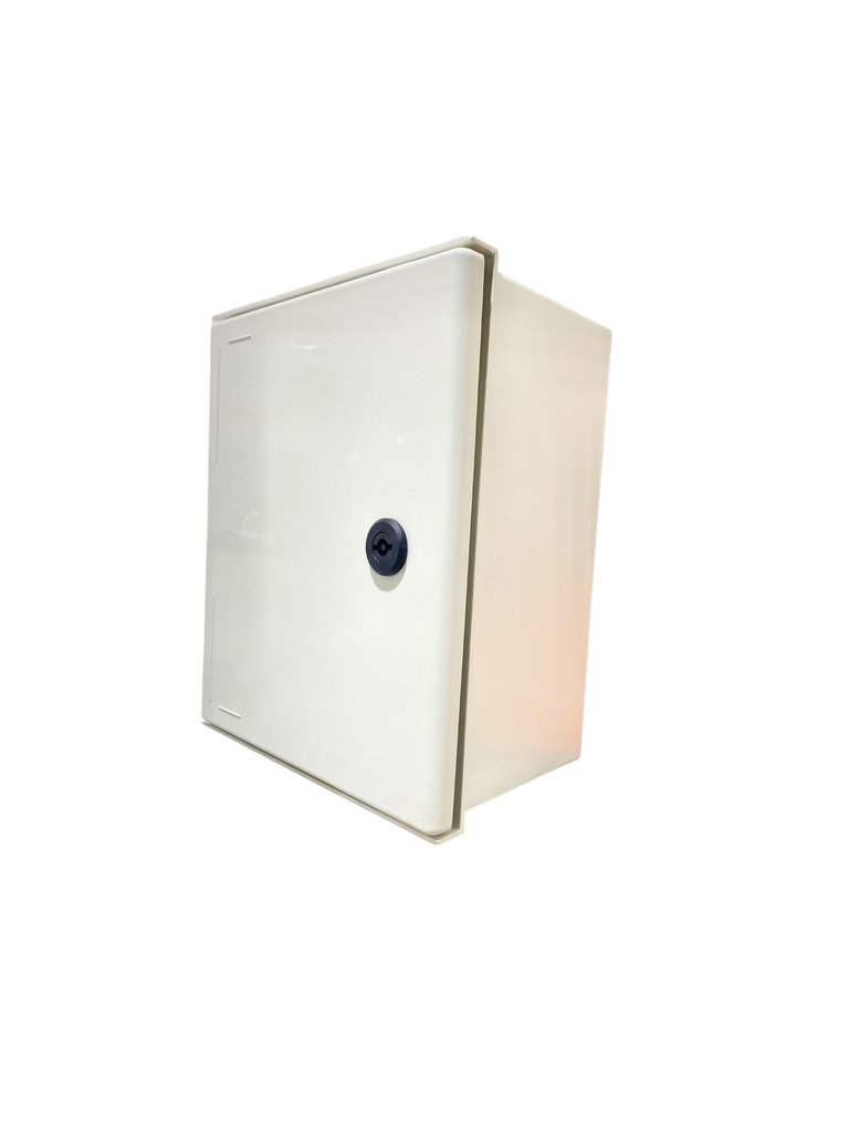 CAJA DE CONTROL 300X250X140mm IP65 USO EXTERIOR C/PUERTA Y CERRADURA DOBLE FONDO POLIESTER BEIGE