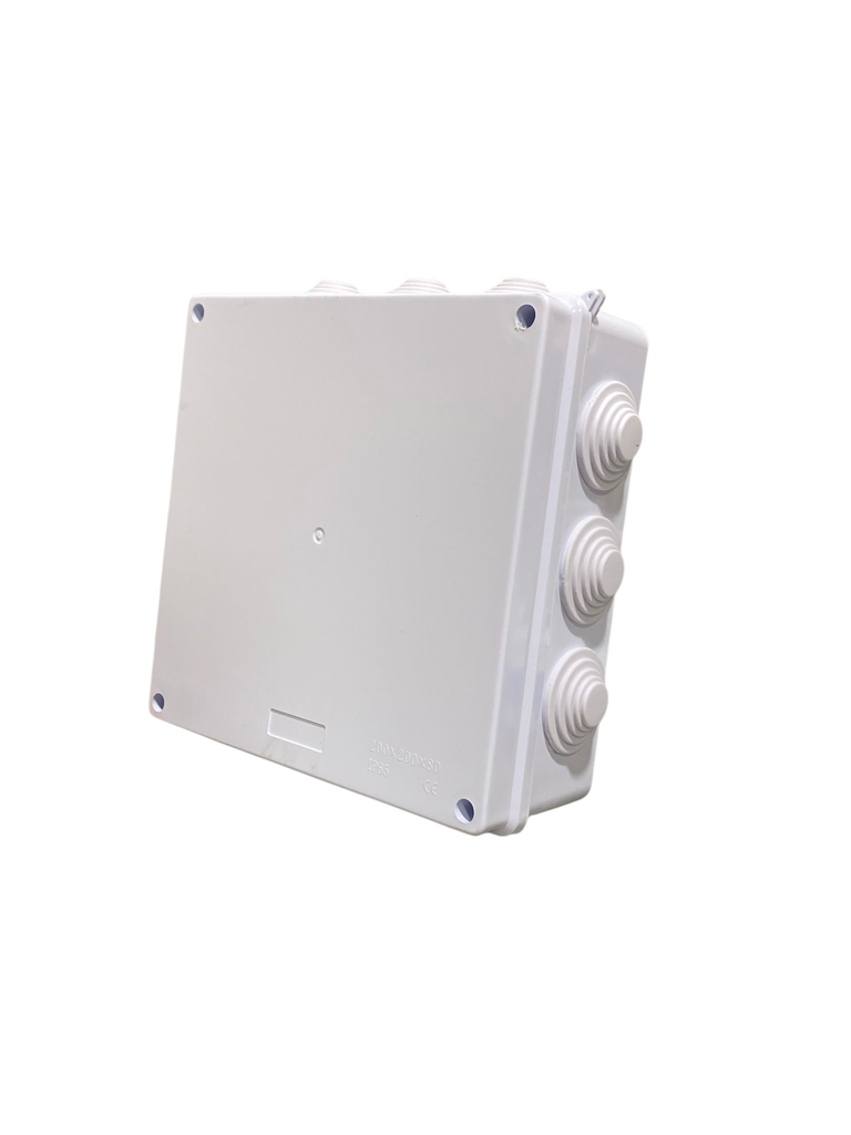CAJA DE DERIVACION PLASTICA 200X200X80mm (7,9X7,9X3") PREPONCHADO IP65  COLOR BLANCO ANDELI