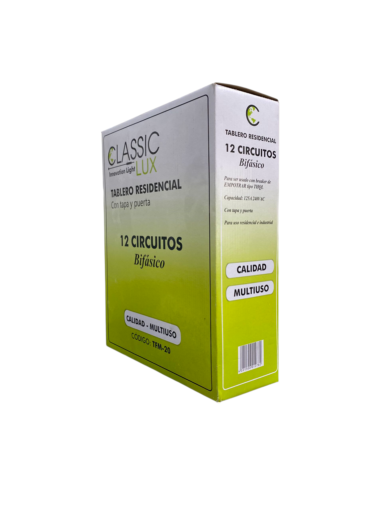 TABLERO RESIDENCIAL 12 CIRCUITOS MONOFASICO EMPOTRABLE PREPONCHADA C/PUERTA Y PINTURA ELECTROSTATICA GRIS 125A 