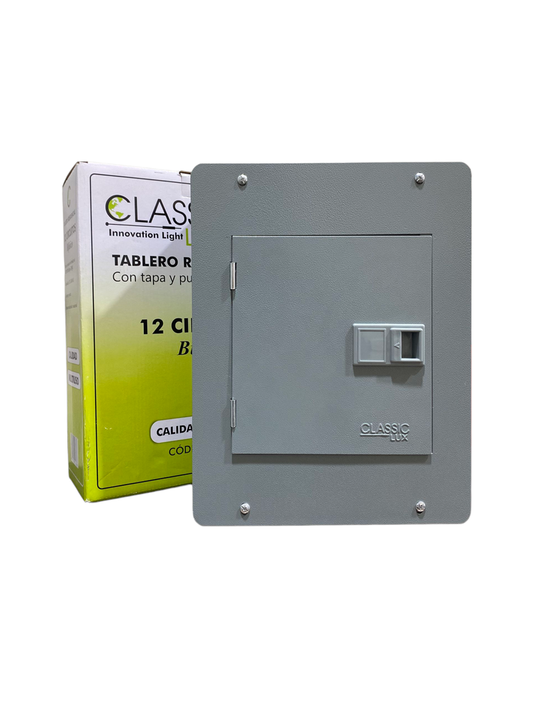 TABLERO RESIDENCIAL 12 CIRCUITOS MONOFASICO EMPOTRABLE PREPONCHADA C/PUERTA Y PINTURA ELECTROSTATICA GRIS 125A 