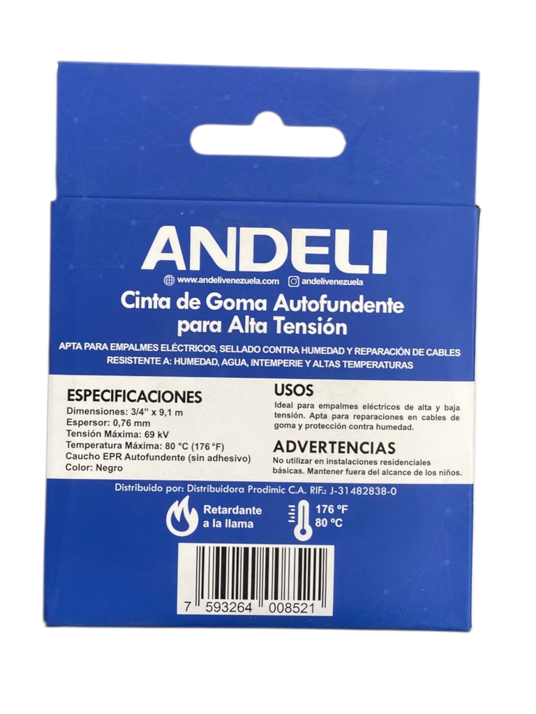 TEIPE - CINTA DE GOMA AUTOFUNDENTE PARA ALTA TENSION 3/4"X9.1m 69KV ANDELI