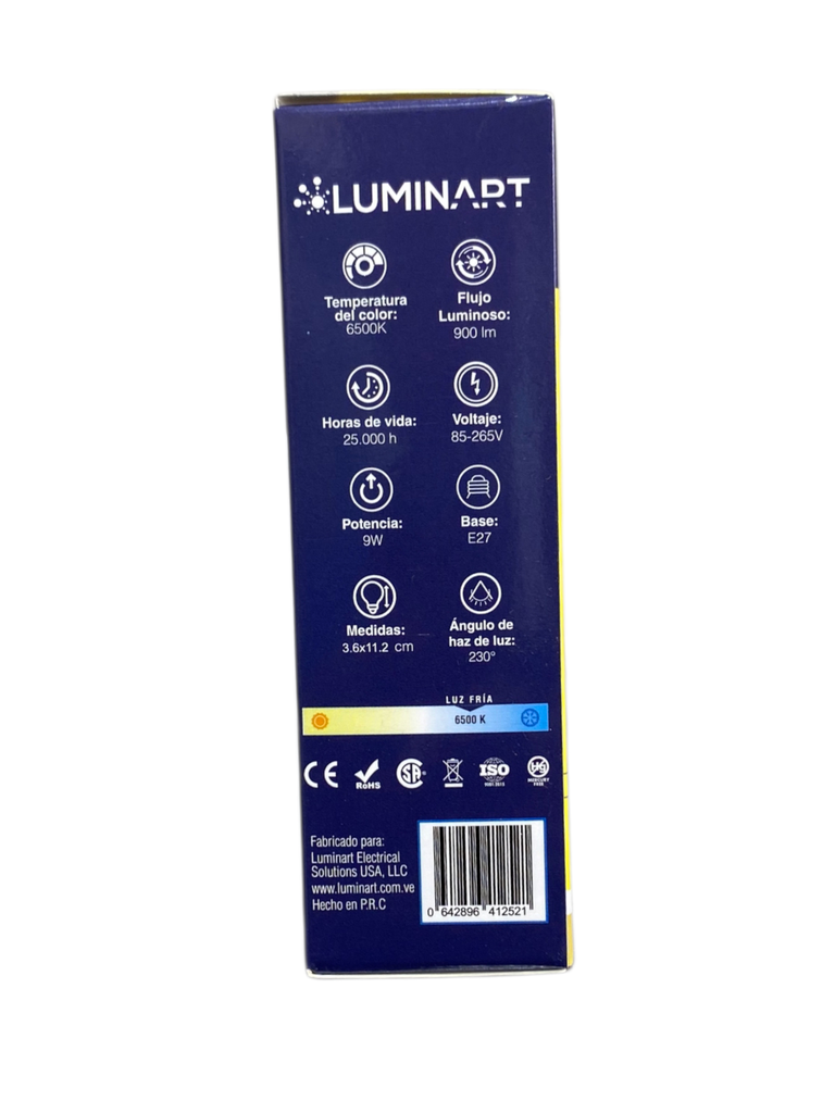 BOMBILLO LED 9W TUBULAR 85-265V 6500K HIGH LUMEN