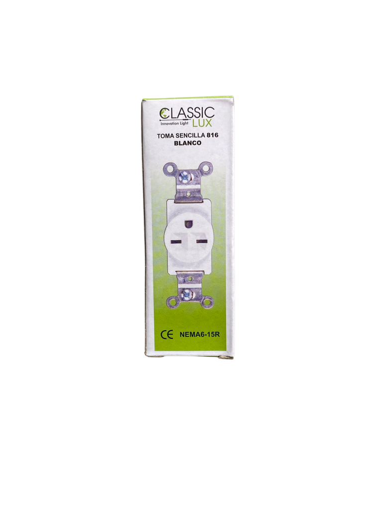 TOMACORRIENTE SENCILLO TIPO CHINO15AMP,250V, NEMA 6-15R CLASSIC LUX 