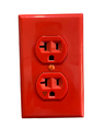 TOMACORRIENTE DOBLE POLARIZADA ROJO 20A CON TAPA 20AMP,125V NEMA 5-20R HOSPITALARIO CLASSIC LUX
