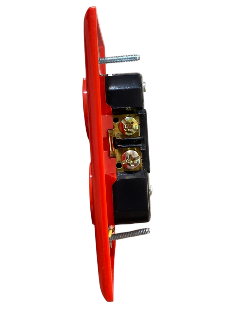 TOMACORRIENTE DOBLE POLARIZADA ROJO 20A CON TAPA 20AMP,125V NEMA 5-20R HOSPITALARIO CLASSIC LUX