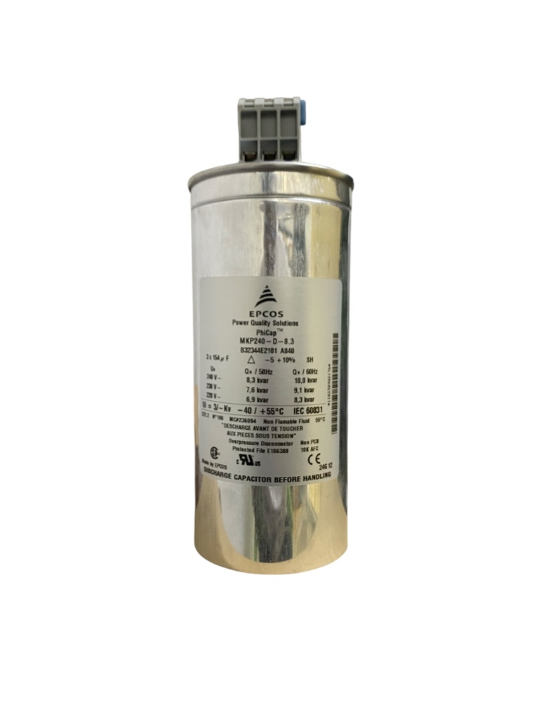 CAPACITOR/CONDENSADOR 10KVAR 240VAC 60HZ TRIFASICO PARA COMPENSACION REACTIVA
