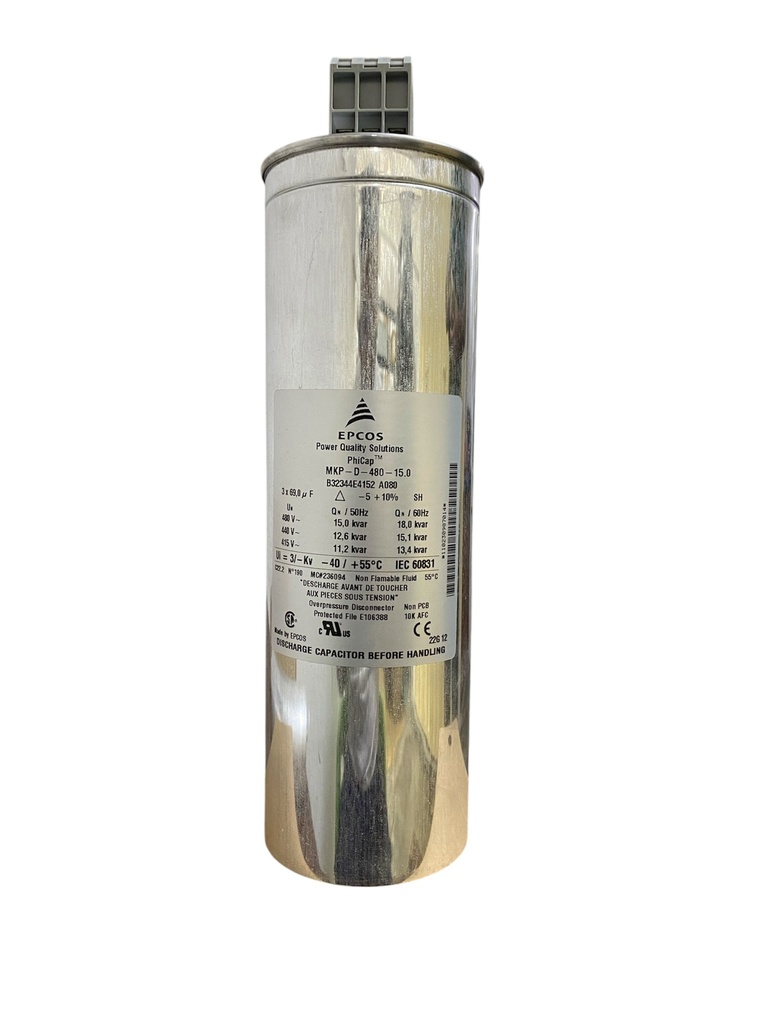 CAPACITOR/CONDENSADOR 18KVAR 480VAC 60HZ TRIFASICO PARA COMPENSACION REACTIVA