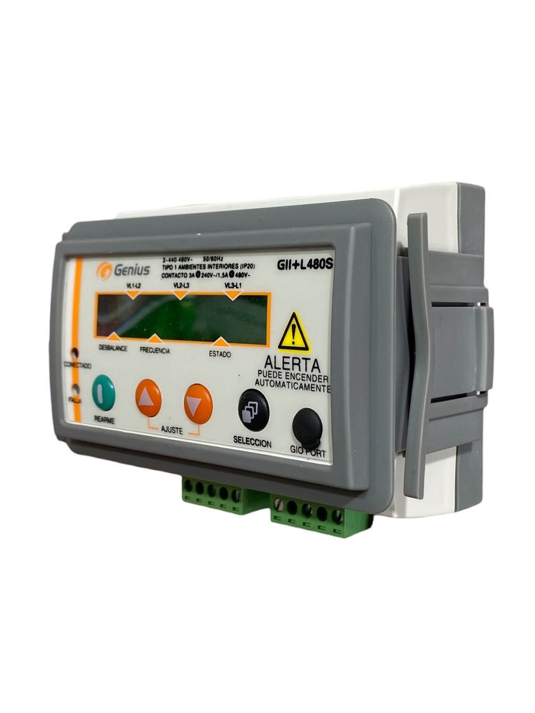 RELE DE PROTECCION CONTRA FALLA DE FASE 480V CON PANTALLA DIGITAL Y PROGRAMADOR DE HORARIO