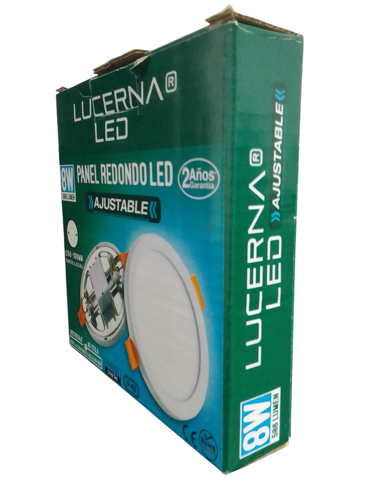 PANEL LED 8W REDONDO AJUSTABLE 85-265V IP40 6.500°K 586LM