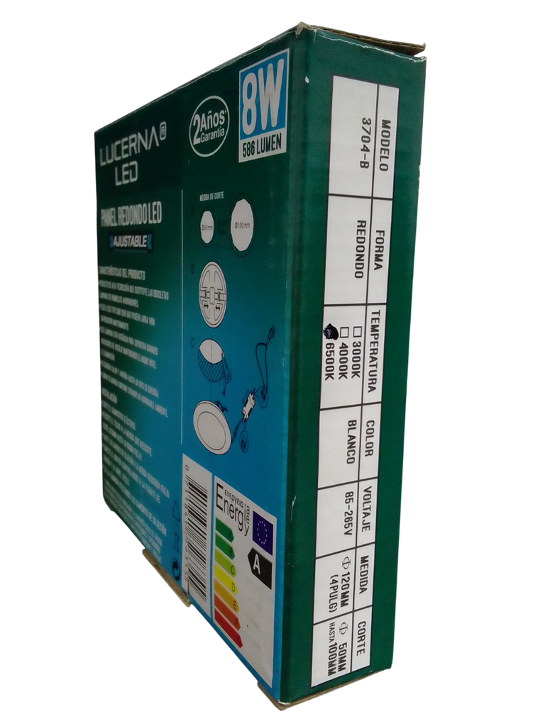 PANEL LED 8W REDONDO AJUSTABLE 85-265V IP40 6.500°K 586LM