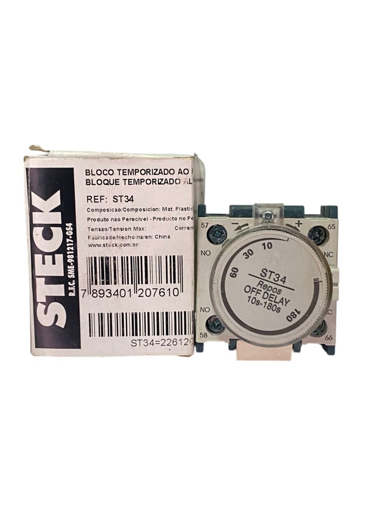 BLOQUE DE CONTACTO AUXILIAR 1NO+1NC MONTAJE FRONTAL TEMPORIZADORA AL TRABAJO 10-180S