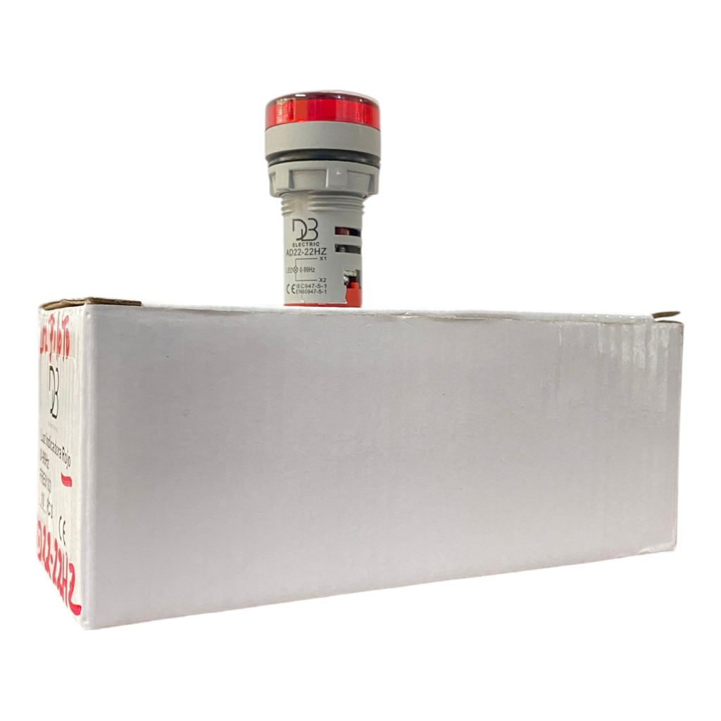 LUZ PILOTO LED 0-99Hz ROJO C/INDICADOR DE FRECUENCIA DIGITAL 22mm