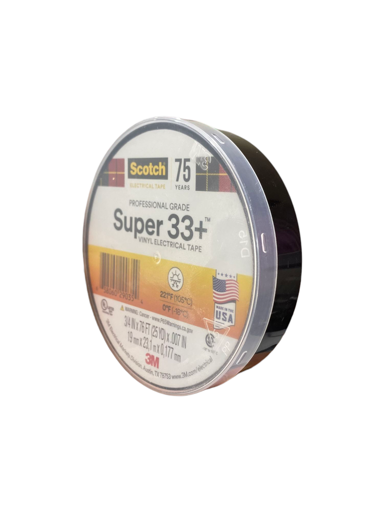 TEIPE 3M Scotch Super 33+ Cinta Eléctrica de Vinil, 3/4" x 76 ft (23,1 mts.) SCOTCH33 3M