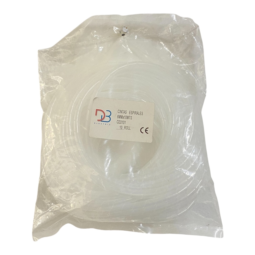 CINTA ESPIRAL TRANSPARENTE RANGO DE ENVOLTURA 6mmX10mts