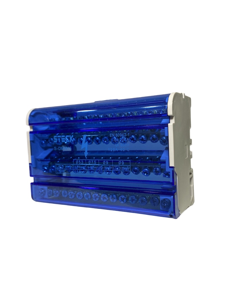 BLOQUE DE DISTRIBUCION 4P 8 MODULOS 125 A 18 KACC 15 CONEXIONES 