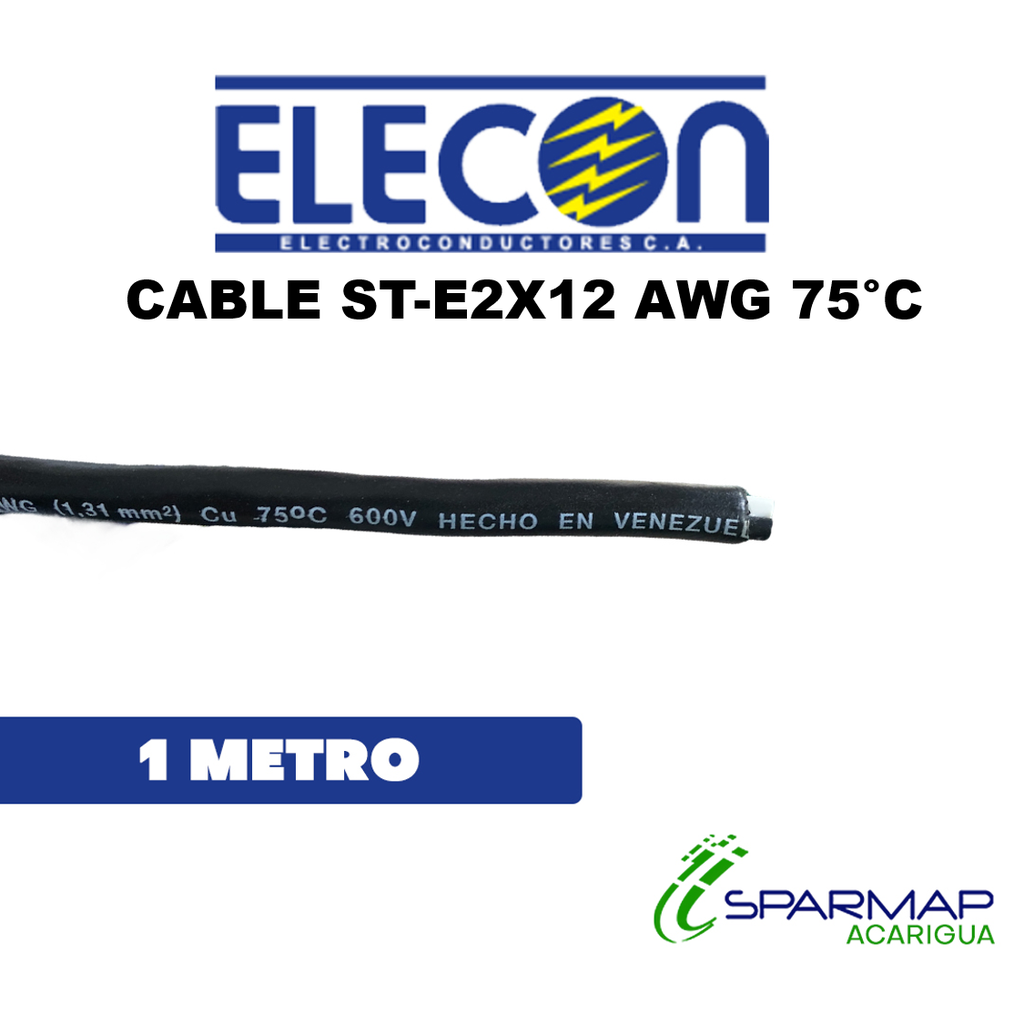 CABLE ST-E 2X12 AWG (3.31mm²) 75°C PVC-PVC CU CLASE B 3P 26H 600V
