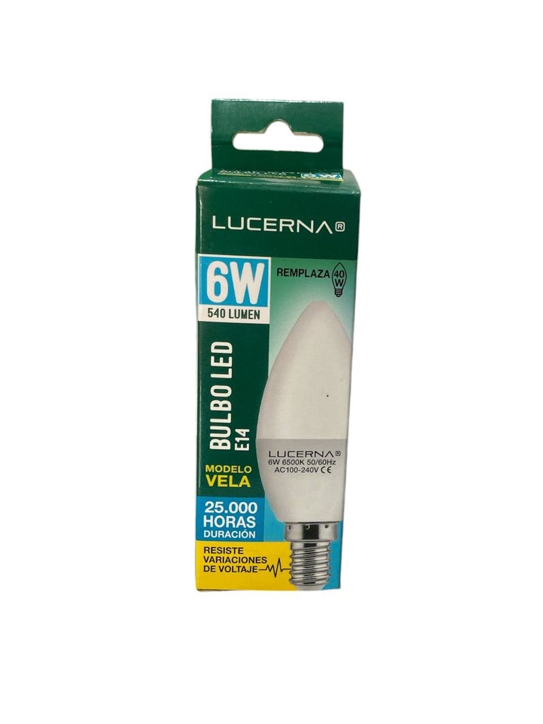 BOMBILLO LED 6W 540LM 6.500°K IP20 100-240V E14 TIPO VELA