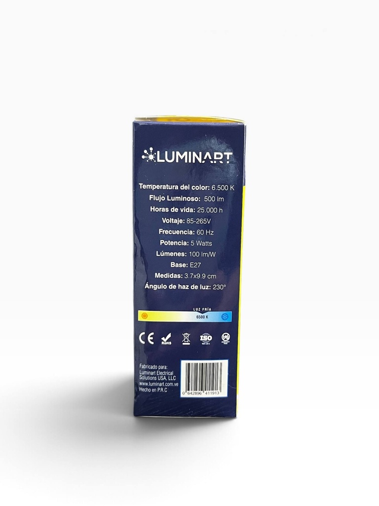 BOMBILLO LED 5W TIPO VELA E27 6500K