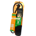 REGLETA SUPRESOR DE PICOS 350 JOULES 6 TOMAS CON CABLE 0,8 m INTERRUPTOR 10A NEGRA GMT-6-120308