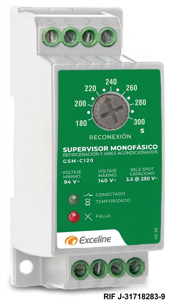 SUPERVISOR DE VOLTAJE MONOFASICO 120 Vca P/REFRIGERACION Y AA