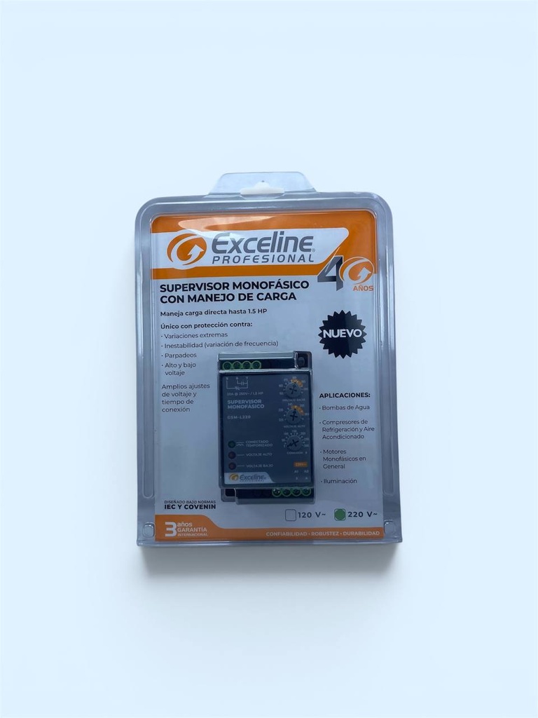 SUPERVISOR DE VOLTAJE MONOFASICO HASTA 1 HP 220 VCA GSM-L220 EXCELINE