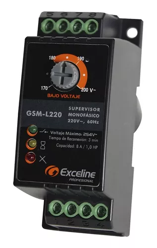 SUPERVISOR DE VOLTAJE MONOFASICO HASTA 1 HP 220 VCA GSM-L220 EXCELINE
