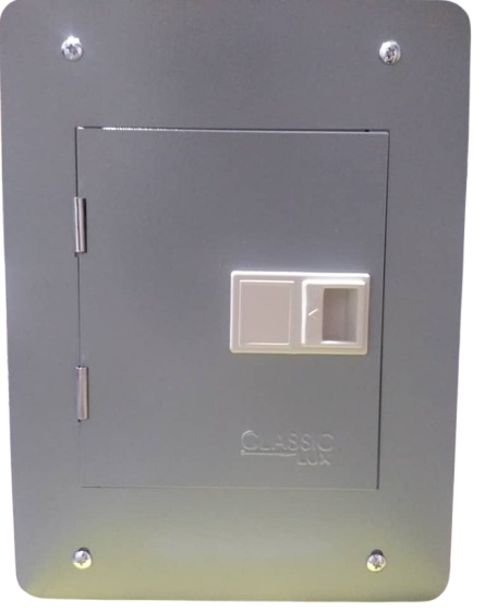 TABLERO RESIDENCIAL 4 CIRCUITOS EMPOTRABLE PREPONCHADA CON TAPA/PUERTA PINTURA ELECTROSTATICA GRIS 125 A 240 Vca