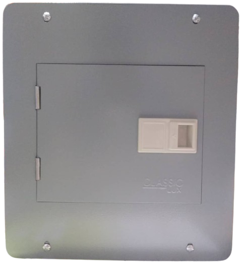 TABLERO RESIDENCIAL 8 CIRCUITOS (2F+N+T) EMPOTRABLE PREPONCHADA CON TAPA/PUERTA PINTURA ELECTROSTATICA GRIS 125A 240V