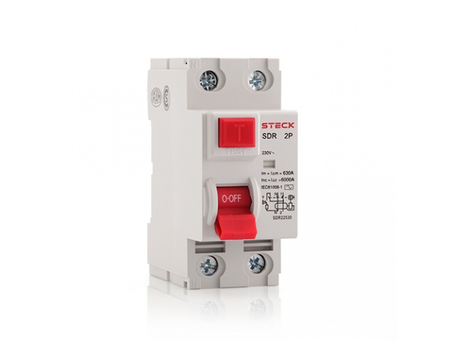 INTERRUPTOR DIFERENCIAL TIPO RIEL 63A 2 POLOS 30MA 230V SDR26330 STECK