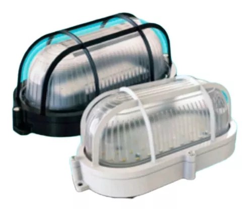 VAPOLETA OVALADA 9W REJILLA BLANCA BASE DE POLICARBONATO VIDRIO ESMERILADO 6.500K IP65