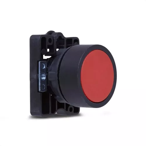 PULSADOR PLASTICO ROJO (PARADA) RASANTE Ø22 mm S/BLOQUE IP55