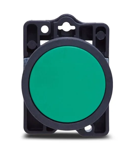 PULSADOR PLASTICO VERDE (MARCHA) RASANTE Ø22 mm IP55