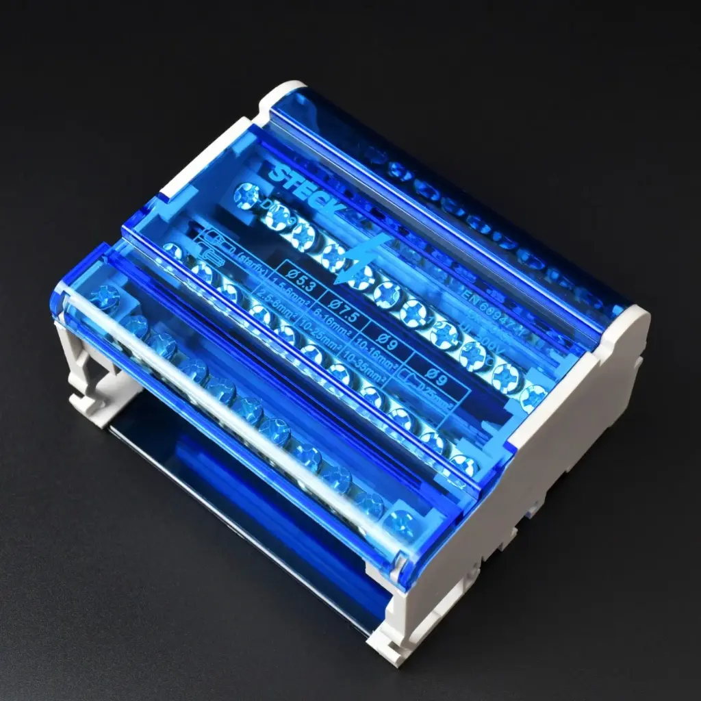 BLOQUE DE DISTRIBUCION 4P 6 MODULOS 125 A 20 KACC 11 CONEXIONES