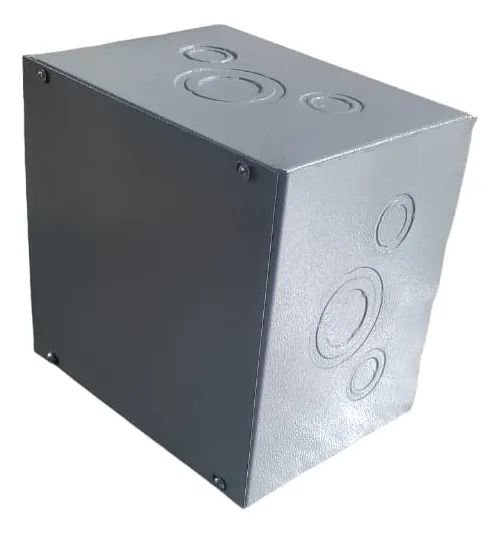 CAJA DE DERIVACION METALICA 250x250x100mm (10x10x4") EMT PREPONCHADA PINTURA ELECTROSTATICA GRIS CD-10104 TAELINCA