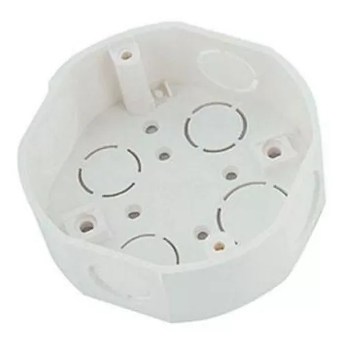 CAJETIN PLASTICO OCTOGONAL 4" PVC SALIDA COMBINADA 1/2" - 3/4"