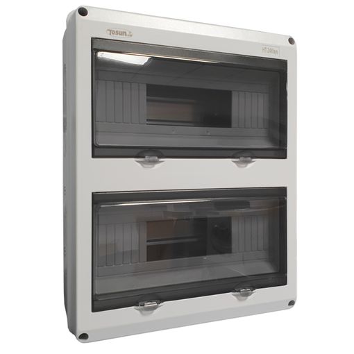 TABLERO DE DISTRIBUCION PLASTICO 24 CIRCUITOS SUPERFICIAL INTEMPERIE RIEL DIN GRIS