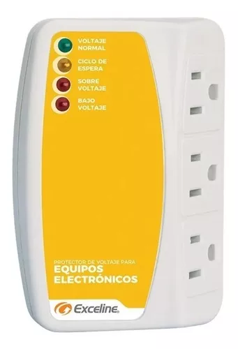 PROTECTOR DE VOLTAJE PARA EQUIPOS ELECTRONICOS 3 TOMAS 120 Vca GSM-E120 EXCELINE