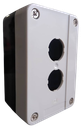 CAJA BOTONERA 2 HUECOS x Ø22 mm PLASTICA BLANCA  TIPO HAL-B02 