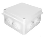 CAJA DE DERIVACION PLASTICA 100x100x70mm (4X4X2.7") PREPONCHADO IP65 COLOR BLANCO HERMETICA LD-987 ILUM-VEN