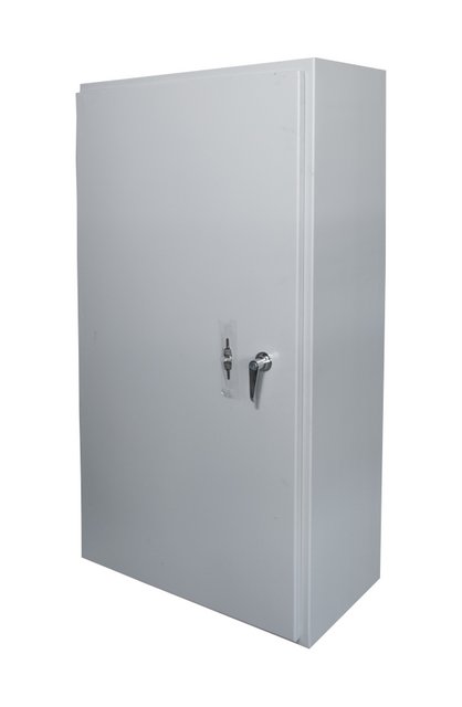 CAJA DE CONTROL 500X500X200mm NEMA 3R USO EXTERIOR C/PUERTA Y CERRADURA DOBLE FONDO PINTURA ELECTROSTATICA GRIS