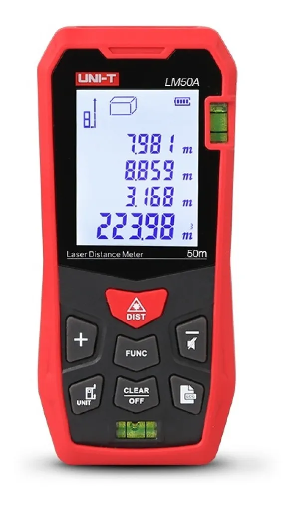 MEDIDOR DE DISTANCIA LÁSER 50 METROS, TELÉMETRO UNI-T LM50A