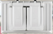 TAPA P/TOMACORRIENTE DOBLE PLASTICA INTEMPERIE GRIS 