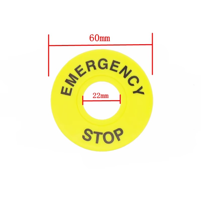 ETIQUETA INDICADOR DE PARADA DE EMERGENCIA ⌀ EXTERNO 60mm ⌀ INTERNO 22mm 