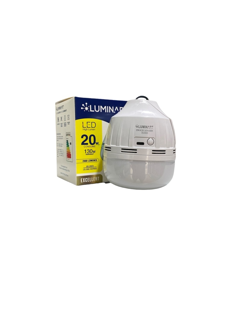 BOMBILLO LED 20W RECARGABLE 85-265V 6500K