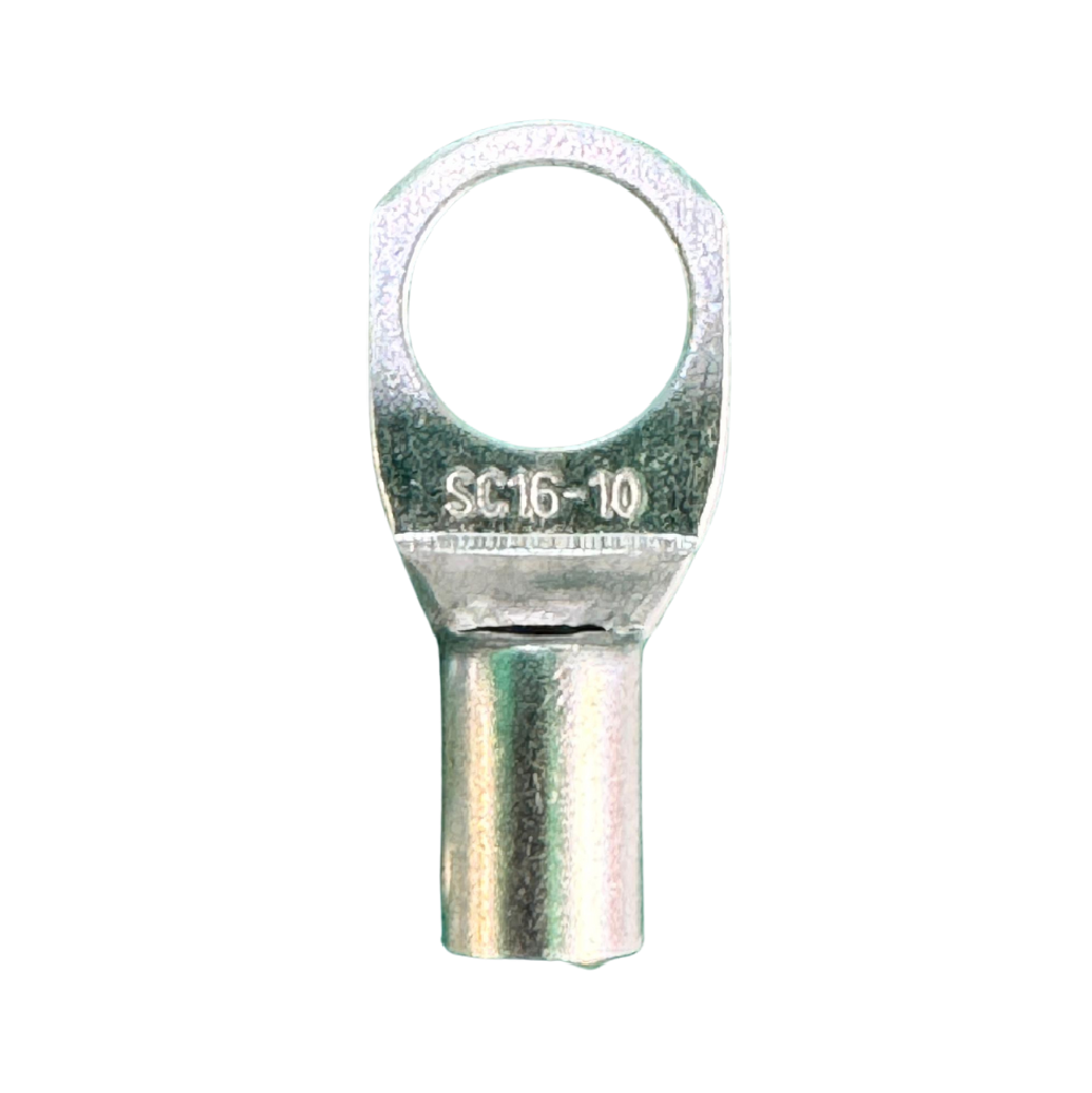 TERMINAL ANILLO 1H P/CABLE #6AWG OJAL 3/8" COBRE ESTAÑADO CAÑON CORTO